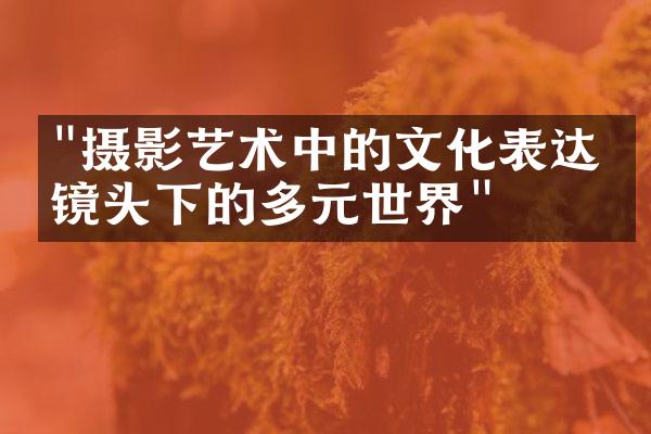 "摄影艺术中的文化表达：镜头下的多元世界"