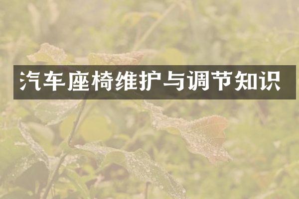 汽车座椅维护与调节知识