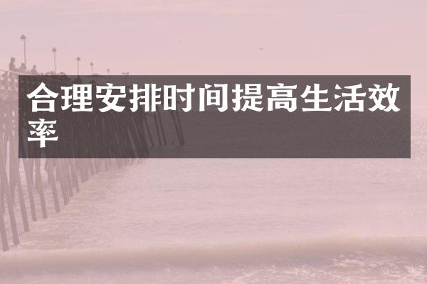 合理安排时间提高生活效率
