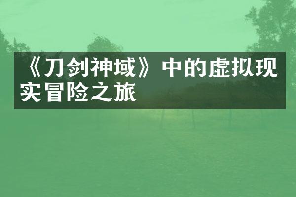 《刀剑神域》中的虚拟现实冒险之旅