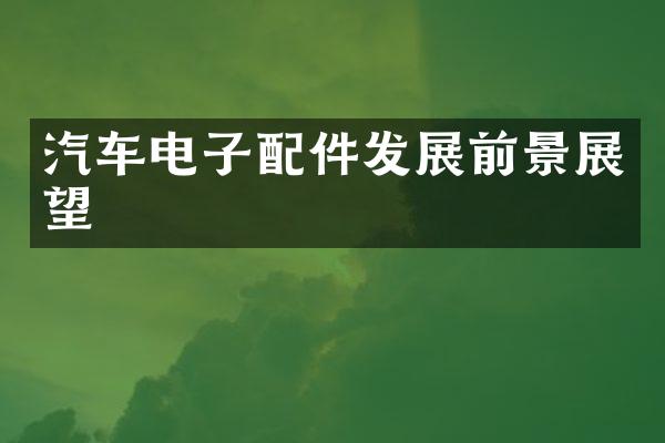 汽车电子配件发展前景展望