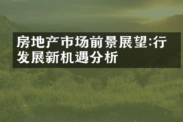 房地产市场前景展望:行业发展新机遇分析