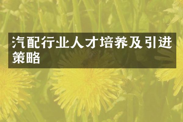 汽配行业人才培养及引进策略