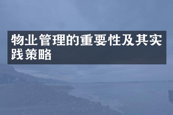 物业管理的重要性及其实践策略