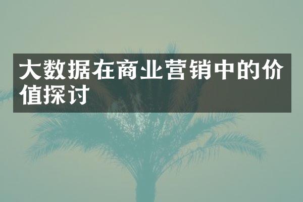 大数据在商业营销中的价值探讨
