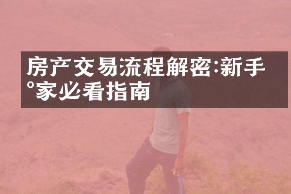 房产交易流程解密:新手买家必看指南