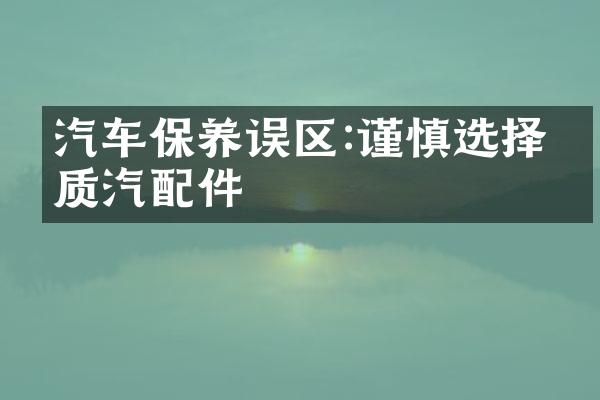 汽车保养误区:谨慎选择优质汽配件