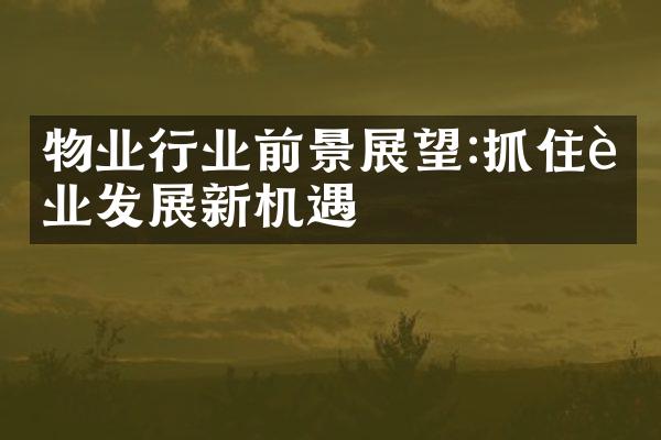 物业行业前景展望:抓住行业发展新机遇