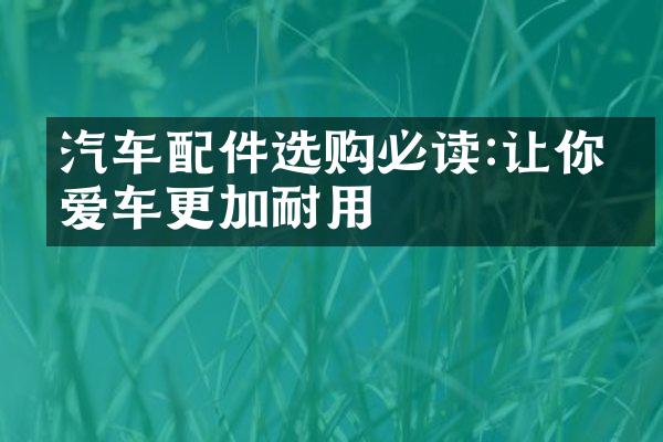 汽车配件选购必读:让你的爱车更加耐用