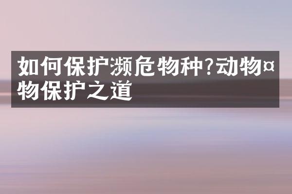 如何保护濒危物种?动物植物保护之道
