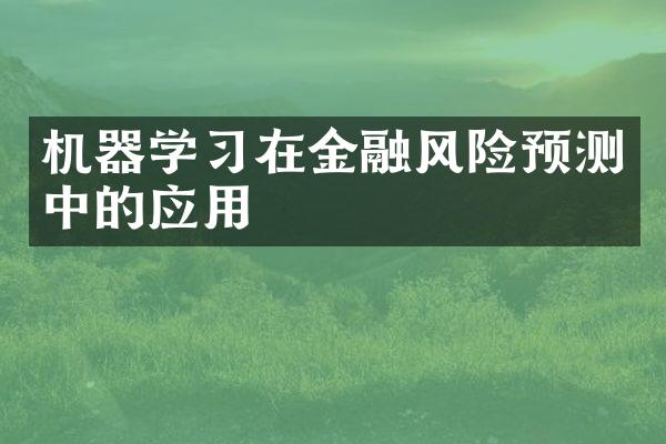机器学习在金融风险预测中的应用