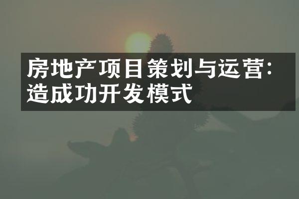 房地产项目策划与运营:打造成功开发模式