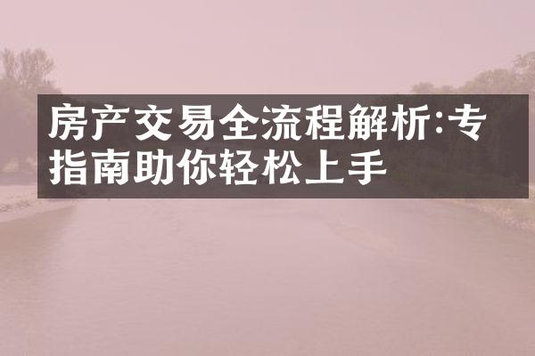房产交易全流程解析:专业指南助你轻松上手