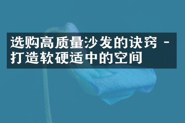 选购高质量沙发的诀窍 - 打造软硬适中的空间