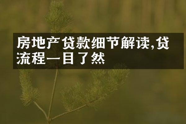 房地产贷款细节解读,贷款流程一目了然