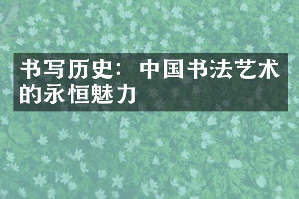 书写历史：中国书法艺术的永恒魅力