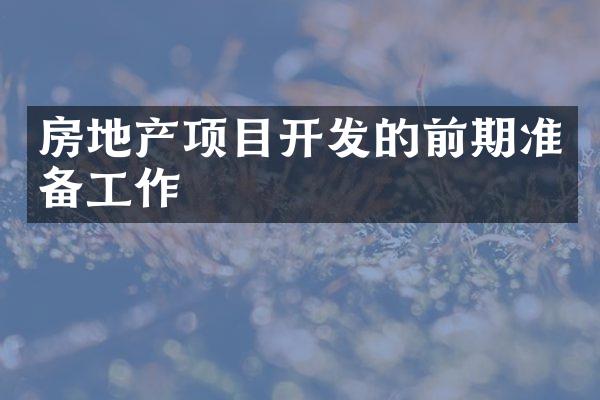 房地产项目开发的前期准备工作