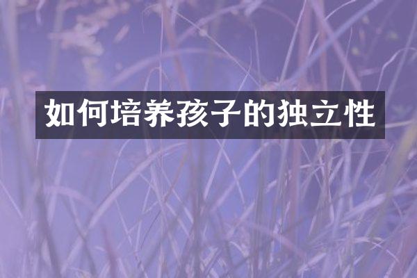 如何培养孩子的独立性