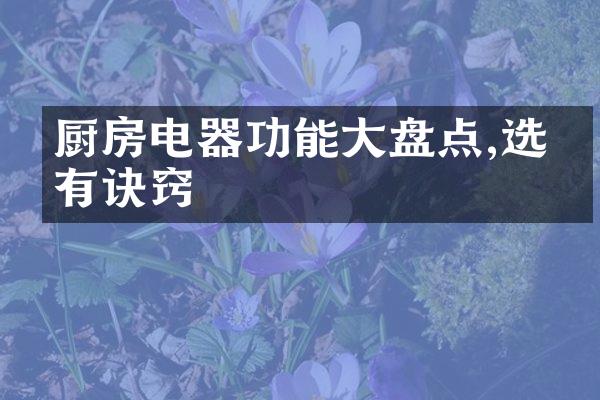 厨房电器功能大盘点,选型有诀窍