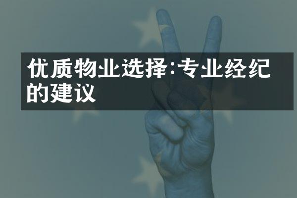 优质物业选择:专业经纪人的建议
