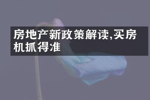 房地产新政策解读,买房时机抓得准