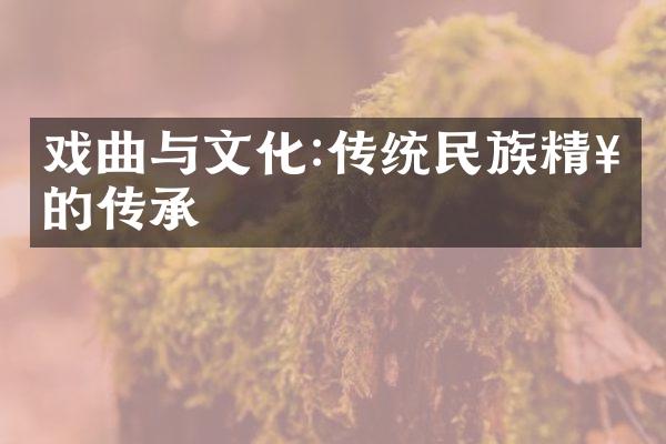 戏曲与文化:传统民族精神的传承