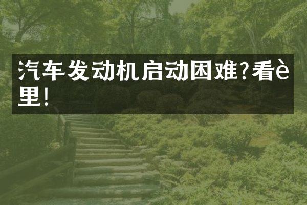 汽车发动机启动困难?看这里!