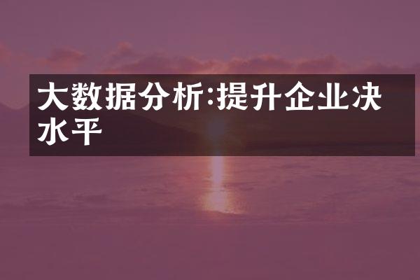 大数据分析:提升企业决策水平