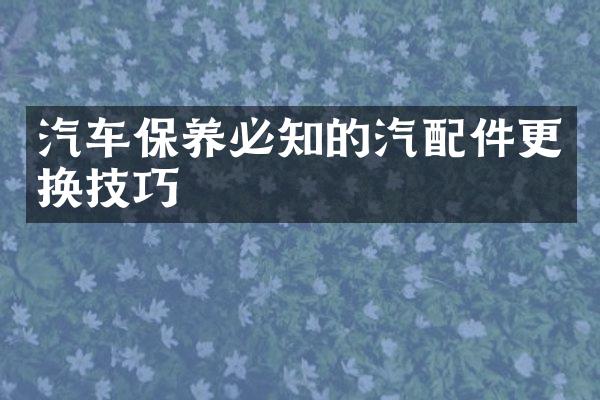 汽车保养必知的汽配件更换技巧