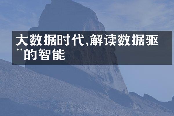 大数据时代,解读数据驱动的智能