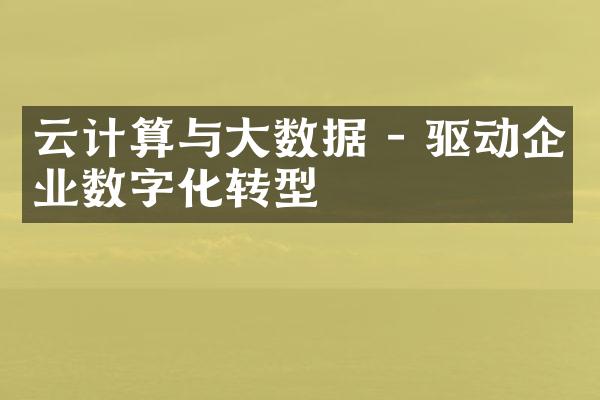 云计算与大数据 - 驱动企业数字化转型