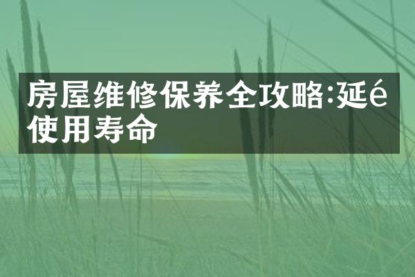 房屋维修保养全攻略:延长使用寿命