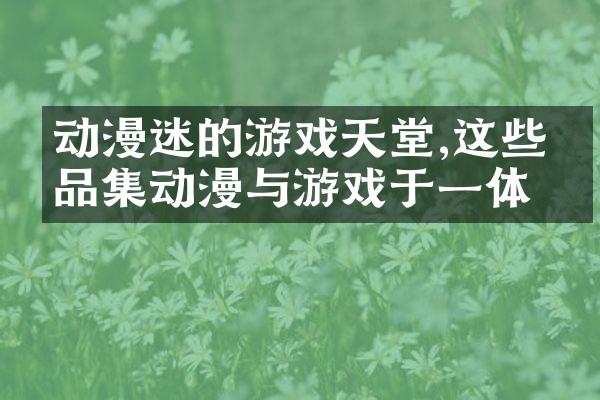 动漫迷的游戏天堂,这些作品集动漫与游戏于一体