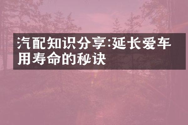 汽配知识分享:延长爱车使用寿命的秘诀