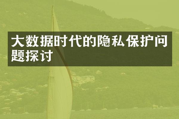 大数据时代的隐私保护问题探讨
