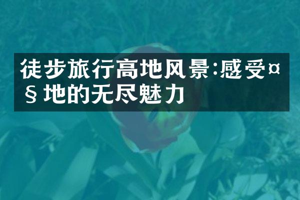 徒步旅行高地风景:感受大地的无尽魅力