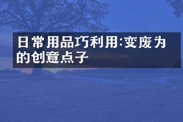 日常用品巧利用:变废为宝的创意点子
