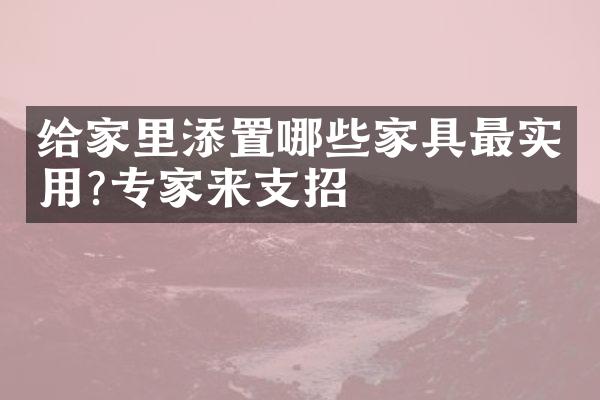 给家里添置哪些家具最实用?专家来支招