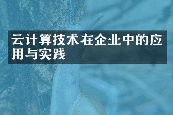 云计算技术在企业中的应用与实践