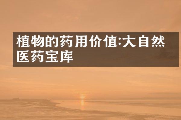 植物的药用价值:大自然的医药宝库