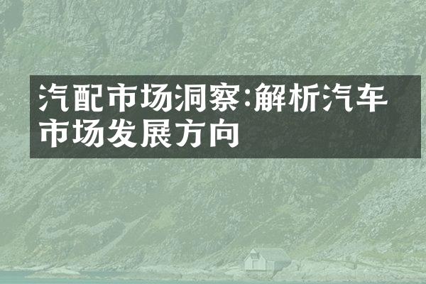 汽配市场洞察:解析汽车后市场发展方向