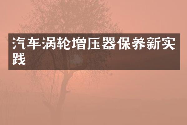 汽车涡轮增压器保养新实践