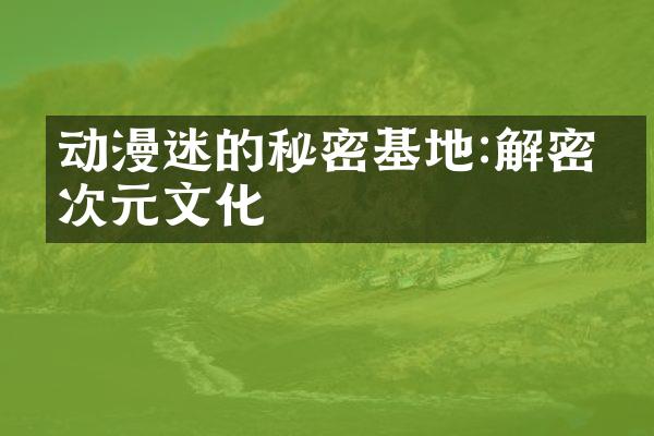 动漫迷的秘密基地:解密二次元文化