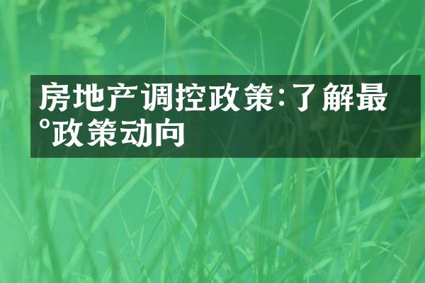 房地产调控政策:了解最新政策动向