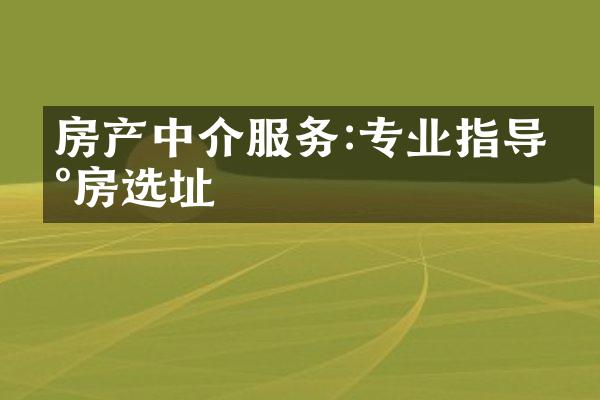 房产中介服务:专业指导买房选址