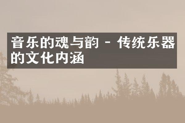 音乐的魂与韵 - 传统乐器的文化内涵