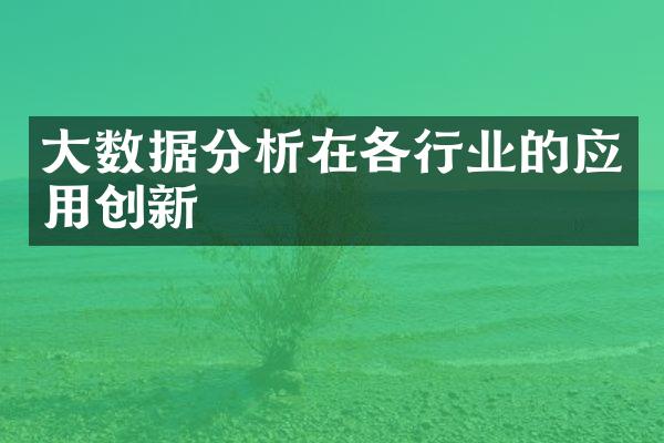 大数据分析在各行业的应用创新