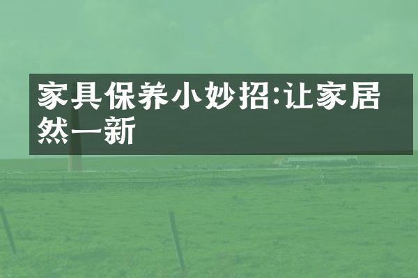 家具保养小妙招:让家居焕然一新