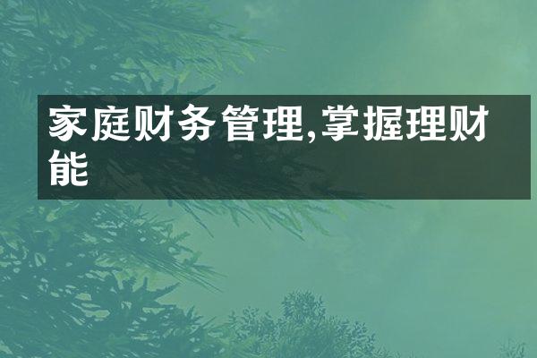 家庭财务管理,掌握理财技能