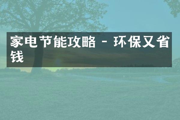 家电节能攻略 - 环保又省钱